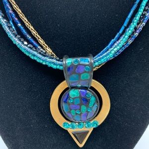 Chico’s blue enamel  pendant necklace